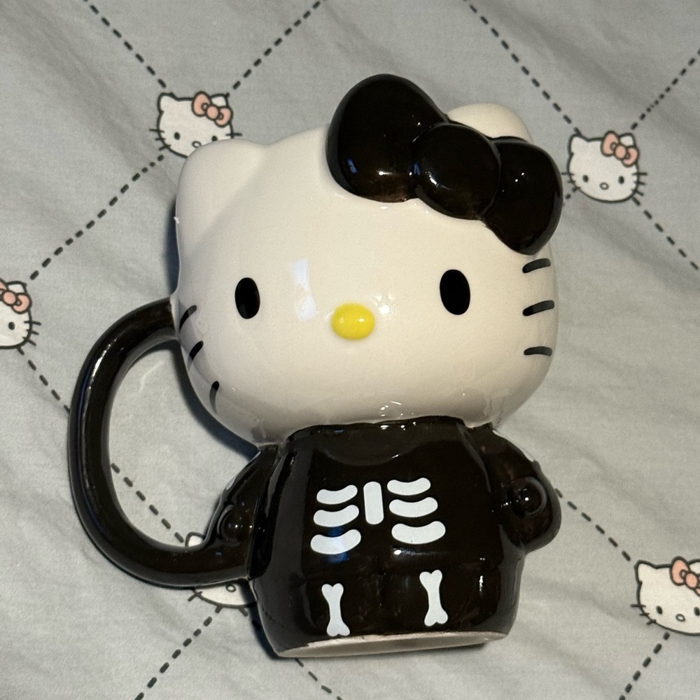 Hello Kitty Black Skeleton Mug NWT